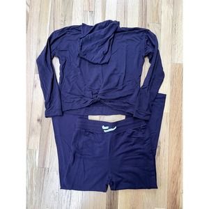 Zella Eggplant Twist-hem 2-Piece Set Loungewear (Size L 10/12)